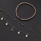 Multi-layer Women's Beaded Star Moon Anklet Women