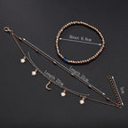 Multi-layer Women's Beaded Star Moon Anklet Women