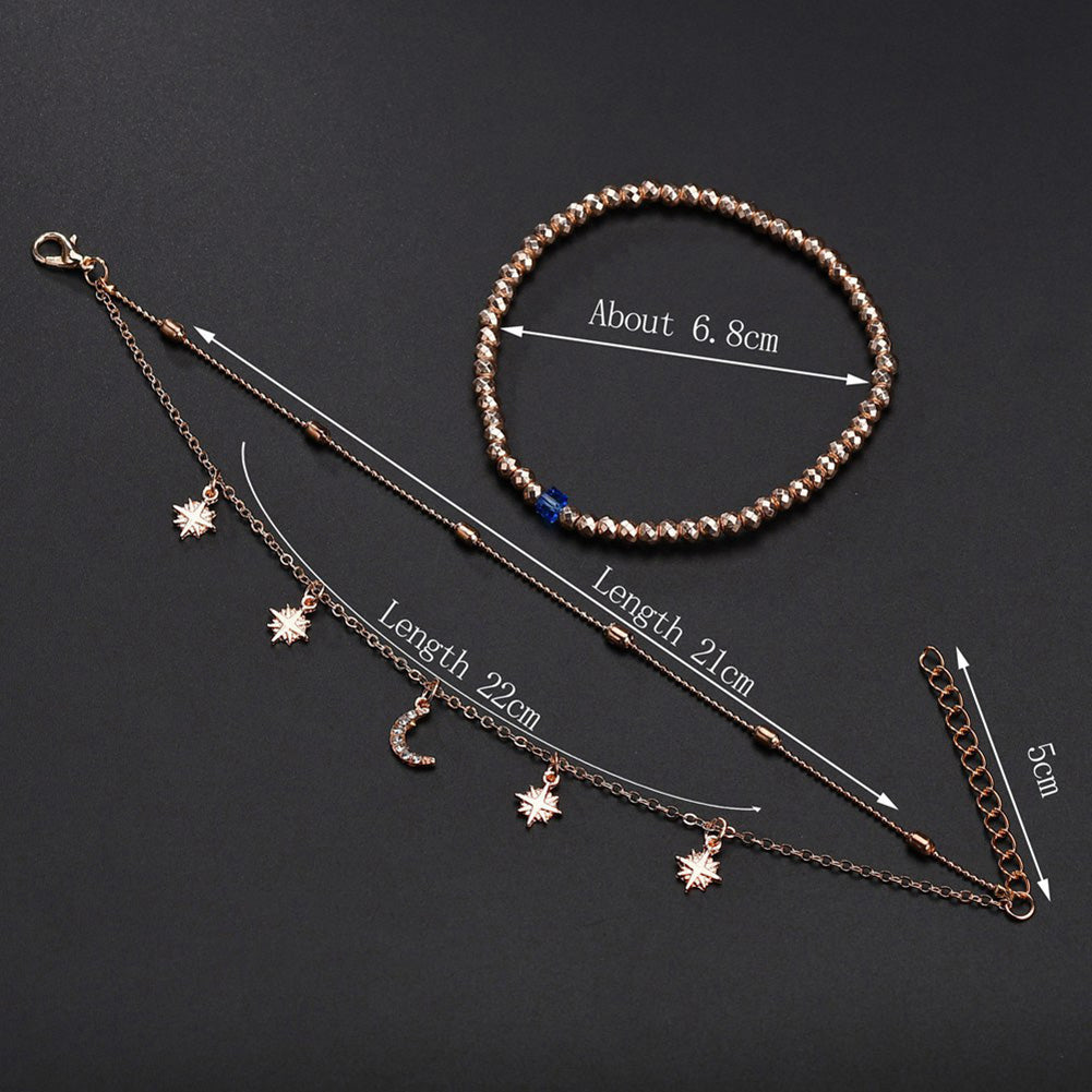 Multi-layer Women's Beaded Star Moon Anklet Women
