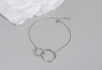 925 Sterling Silver Double Circle Round Bracelets