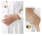 925 Sterling Silver Double Circle Round Bracelets