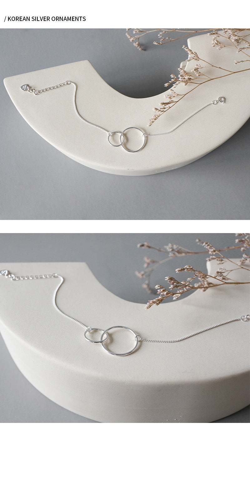 925 Sterling Silver Double Circle Round Bracelets