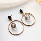 Geometric Circle Crystal Pendant Earrings