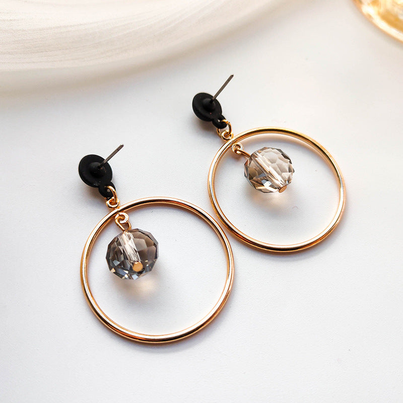 Geometric Circle Crystal Pendant Earrings