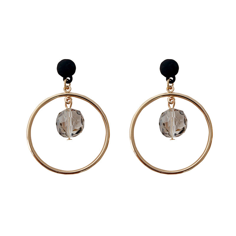 Geometric Circle Crystal Pendant Earrings