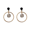 Geometric Circle Crystal Pendant Earrings