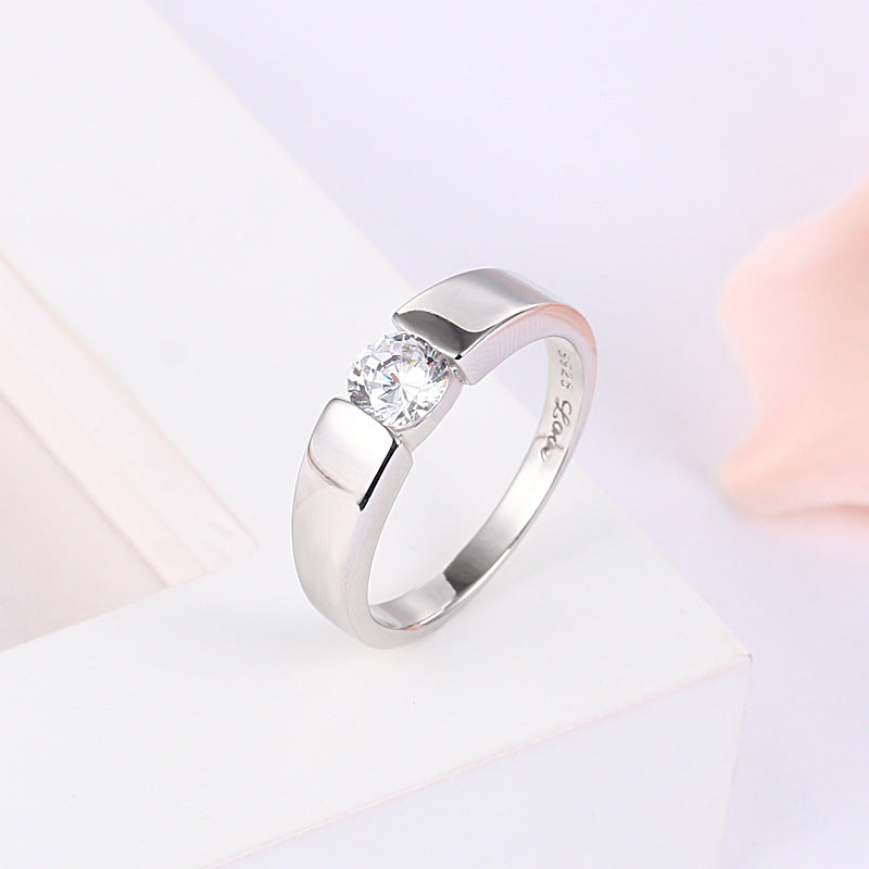 Couple Simulation Diamond Wedding Ring