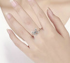 925 Sterling Silver Vintage Butterfly Adjustable Finger Rings for Women Wedding Engagement Ring Jewelry