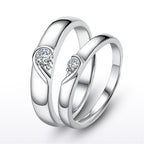Silver heart diamond ring couple love wedding ring engagement diamond ring men and women marriage wedding heart