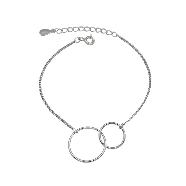 925 Sterling Silver Double Circle Round Bracelets