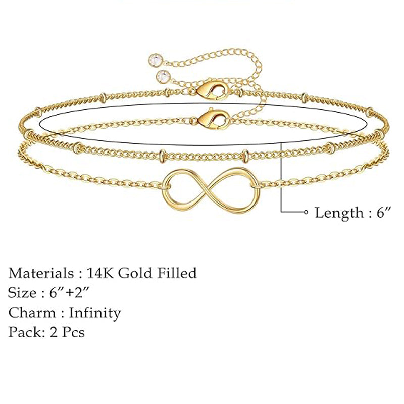 14K Gold Filled Adjustable Layered Bracelet