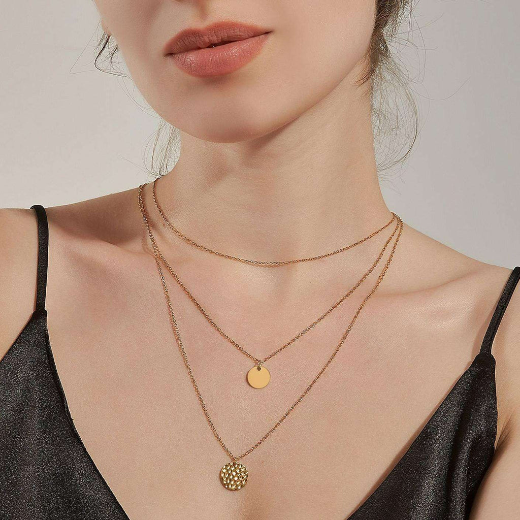 Gold Layered Choker Necklace 14K Gold Plated
