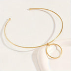 Women Collar Choker Necklace Big Circle Geometric Metal Pendants Torques Statement Necklaces