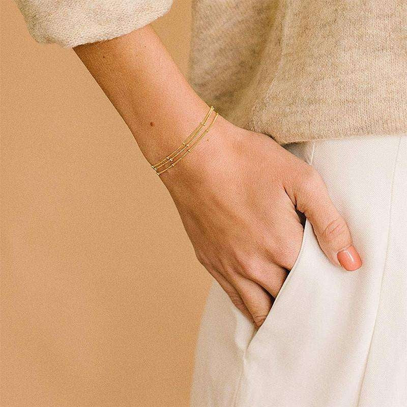 Adjustable Layered Bracelet Cute Oval Chain