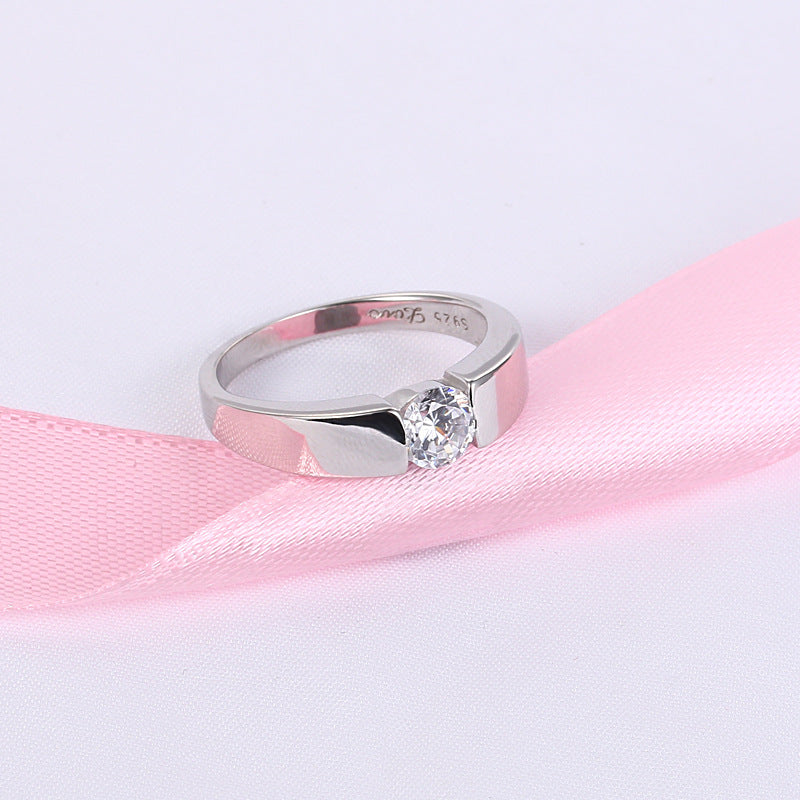 Couple Simulation Diamond Wedding Ring