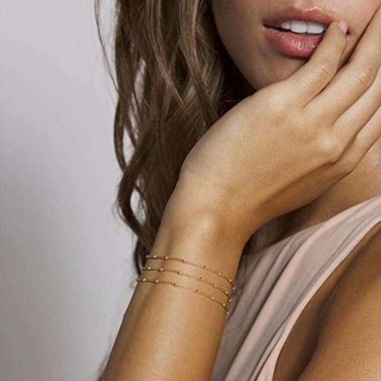 Adjustable Layered Bracelet Cute Oval Chain