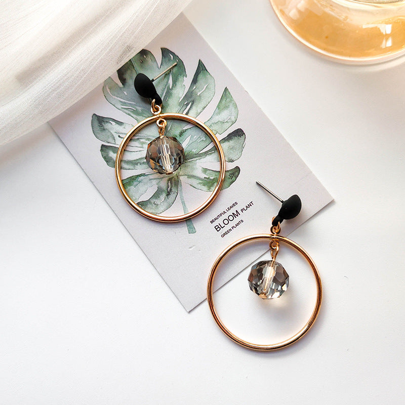Geometric Circle Crystal Pendant Earrings